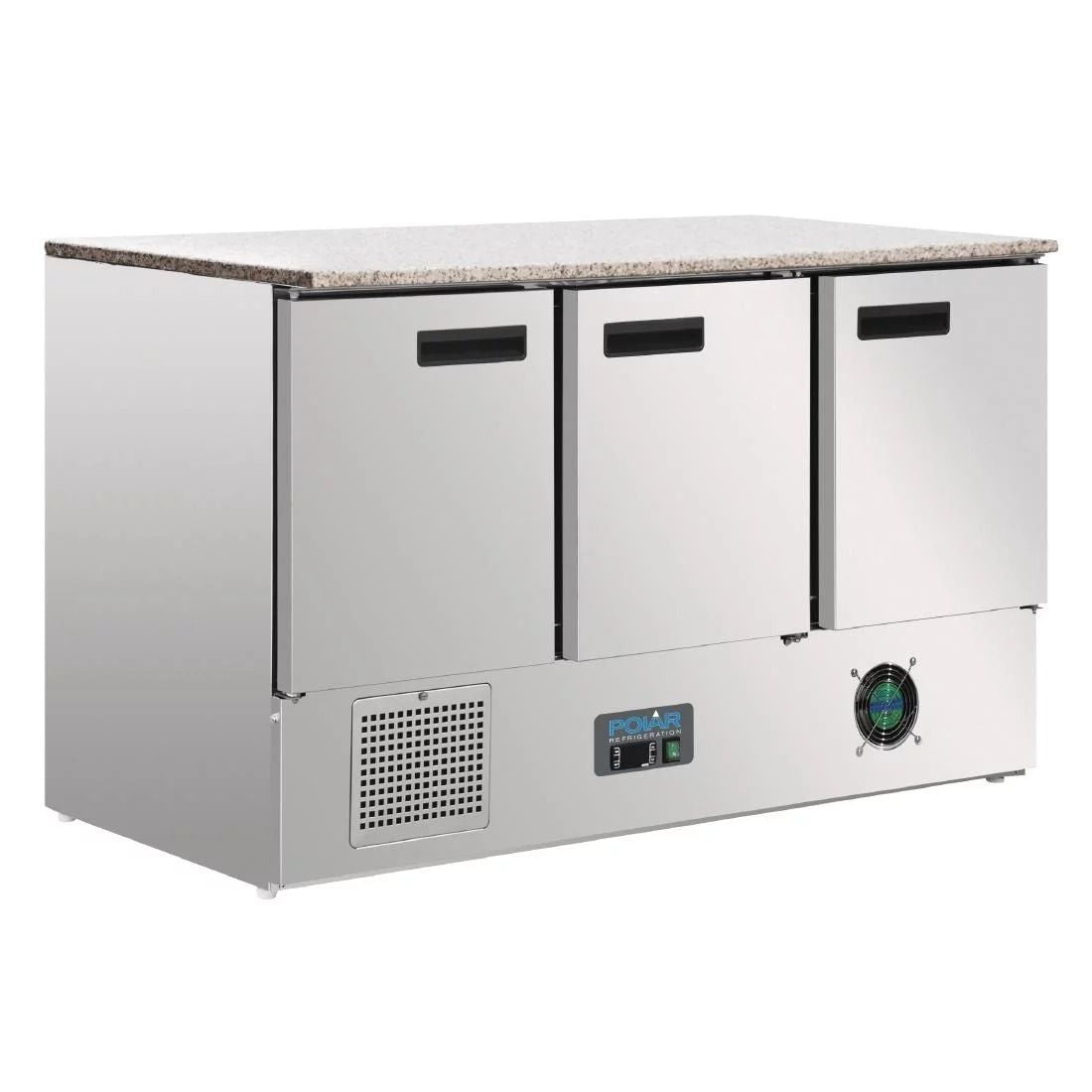 Polar 3 Door Refrigerated Counter with Marble Work Top 368Ltr - CL109 Refrigerated Counters - Triple Door Polar