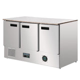 Polar 3 Door Refrigerated Counter with Marble Work Top 368Ltr - CL109 Refrigerated Counters - Triple Door Polar