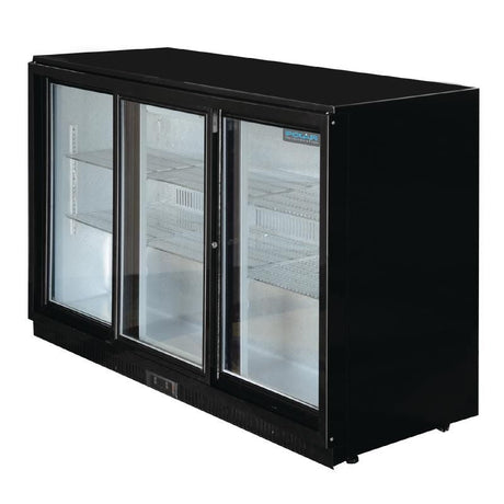 Polar Back Bar Cooler with Sliding Doors in Black 330Ltr - GL006 Triple Door Bottle Coolers Polar