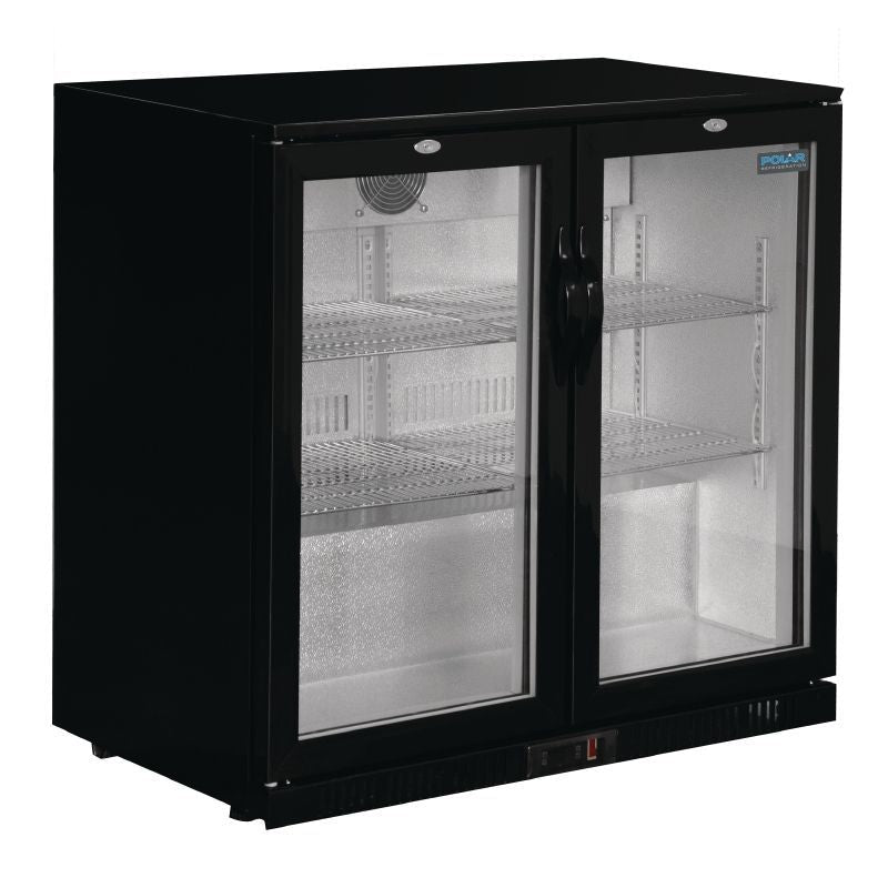 Polar Double Hinge Door Back Bar Cooler in Black with LED Lighting - GL002 Double Door Bottle Coolers Polar