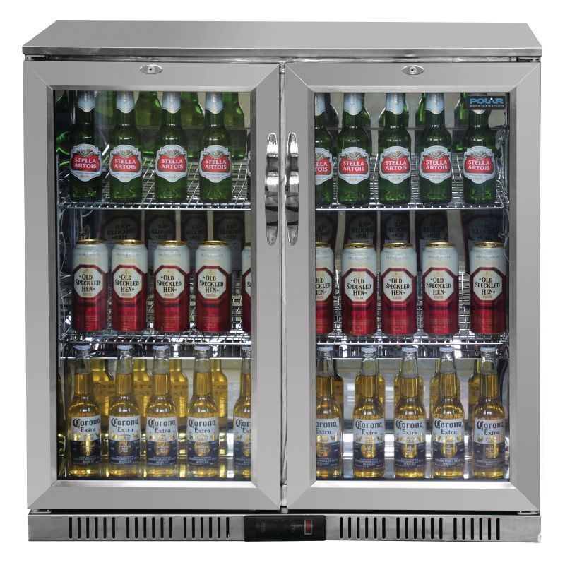 Polar Double Hinged Door Back Bar Cooler with LED Lighting - GL008 Double Door Bottle Coolers Polar