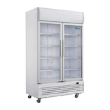 Polar G-Series Upright Display Cooler with Light Box 950Ltr with Hinged Doors - GE580 Upright Double Door Bottle Coolers Polar