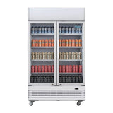 Polar G-Series Upright Display Cooler with Light Box 950Ltr with Hinged Doors - GE580 Upright Double Door Bottle Coolers Polar