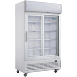 Polar G-Series Upright Display Cooler with Light Box 950Ltr with Sliding Doors - GE581 Upright Double Door Bottle Coolers Polar