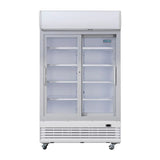 Polar G-Series Upright Display Cooler with Light Box 950Ltr with Sliding Doors - GE581 Upright Double Door Bottle Coolers Polar