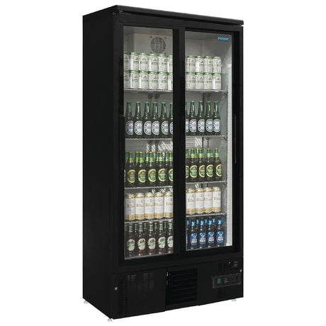 Polar Upright Back Bar Cooler with Sliding Doors 490Ltr - GJ448 Upright Double Door Bottle Coolers Polar