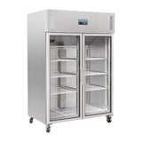 Polar Upright Double Glass Door Gastro Refrigerator 1200Ltr - CW198 Refrigeration Uprights - Double Door Polar