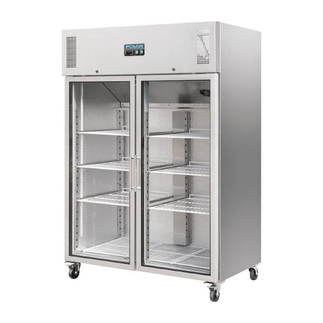 Polar Upright Double Glass Door Gastro Refrigerator 1200Ltr - CW198 Refrigeration Uprights - Double Door Polar