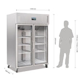 Polar Upright Double Glass Door Gastro Refrigerator 1200Ltr - CW198 Refrigeration Uprights - Double Door Polar