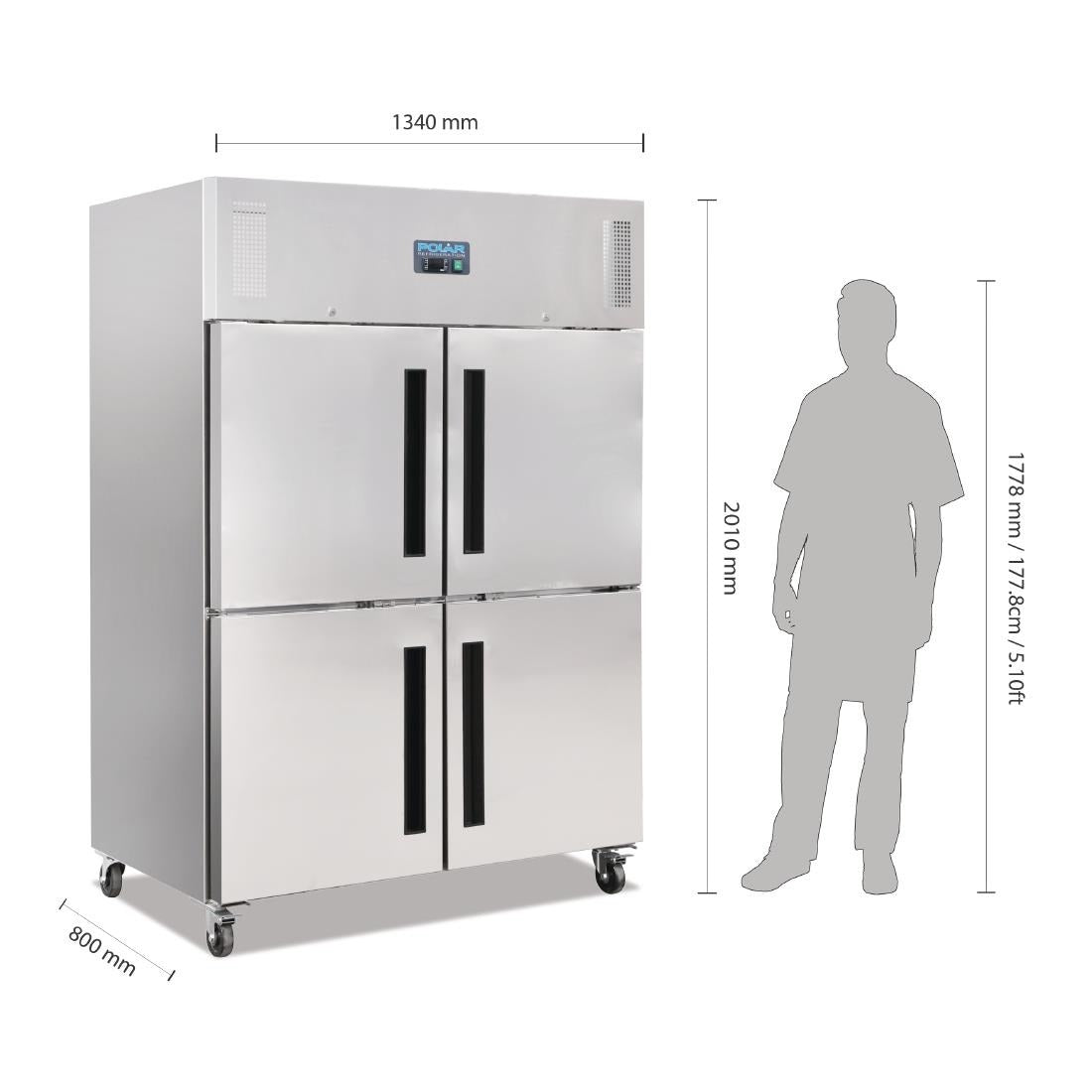 Polar Upright Double Stable Door Gastro Freezer 1200Ltr - CW196 Refrigeration Uprights - Double Door Polar