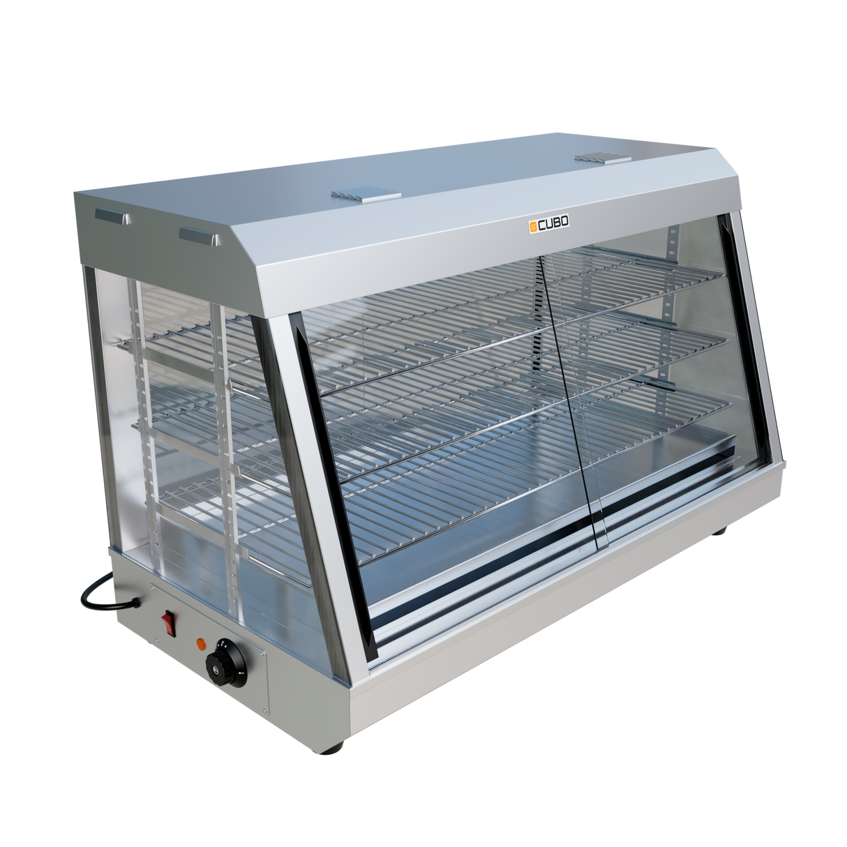 CUBO Wärmevitrine - Theke 90cm Breite - 1,8kW - 3 Einlegeböden - CS-R60-1H