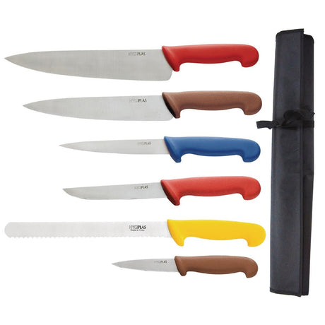 Hygiplas Colour Coded Chefs Knife Set with Wallet - S088  Hygiplas