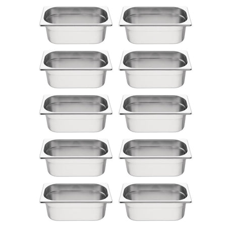 Vogue Stainless Steel Gastronorm Container Kit 1/4 (Pack of 10) - S410  Vogue