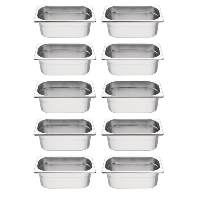 Vogue Stainless Steel Gastronorm Container Kit 1/4 (Pack of 10) - S410  Vogue