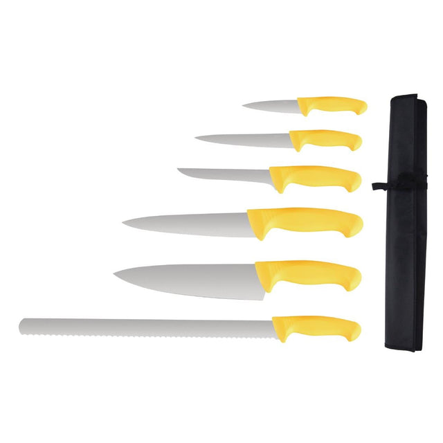 Vogue Yellow Handle 6 Piece Knife Set with Wallet - S852  Vogue