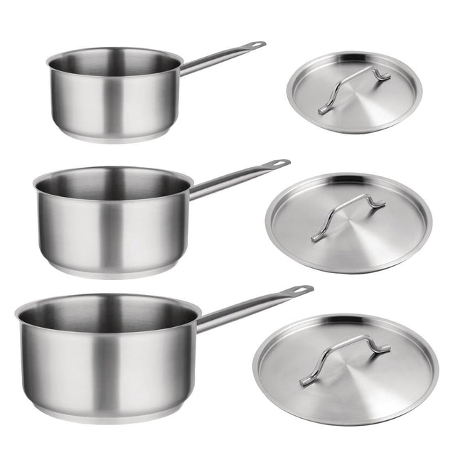 Special Offer Vogue Stainless Steel Saucepan Set (Pack of 3) - S128  Vogue