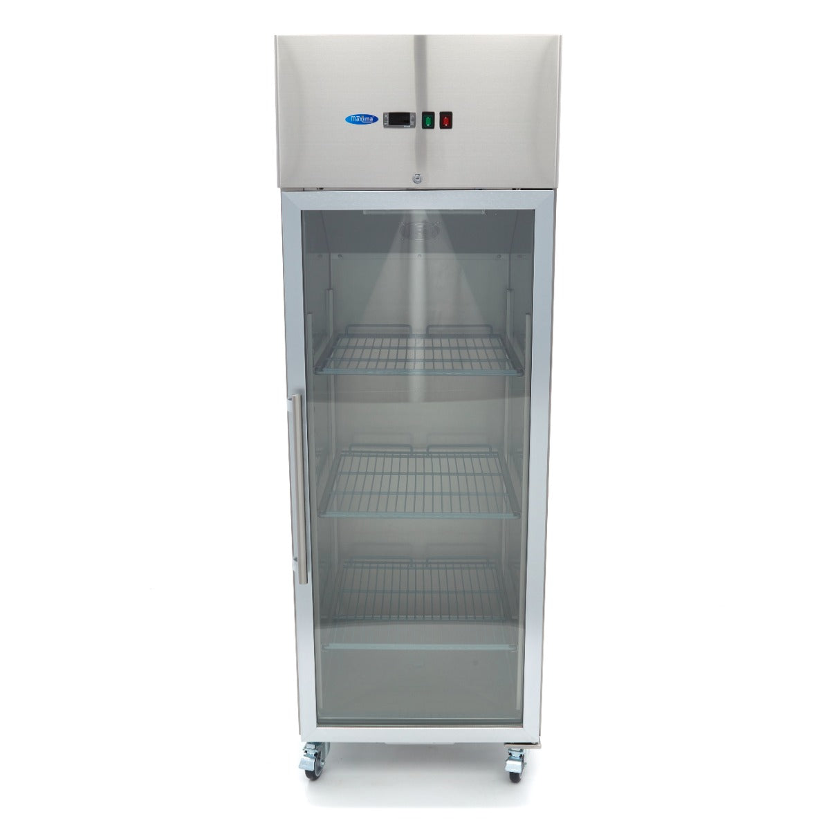 Maxima  Fridge - 600L - 3 Adjustable Shelves (2/1GN) - Stainless Steel - with Glass Door  - 09400001