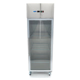 Maxima  Fridge - 600L - 3 Adjustable Shelves (2/1GN) - Stainless Steel - with Glass Door  - 09400001