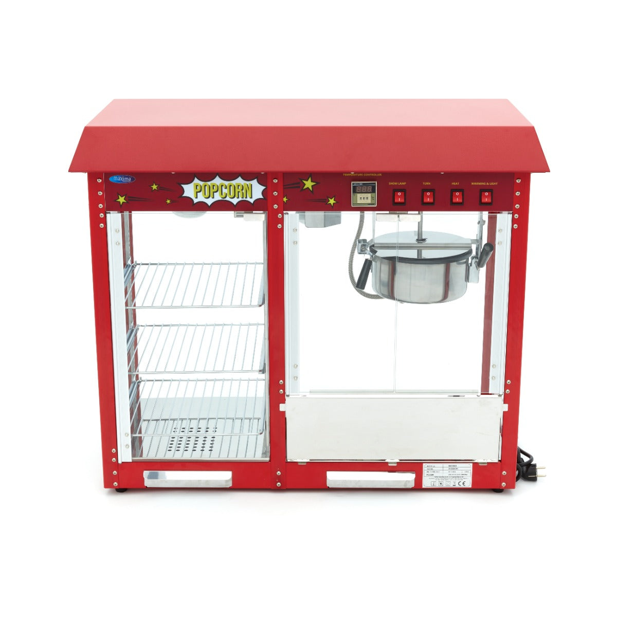 Maxima Popcornmachine – 150gr - met Warmhoudvitrine - 09506006