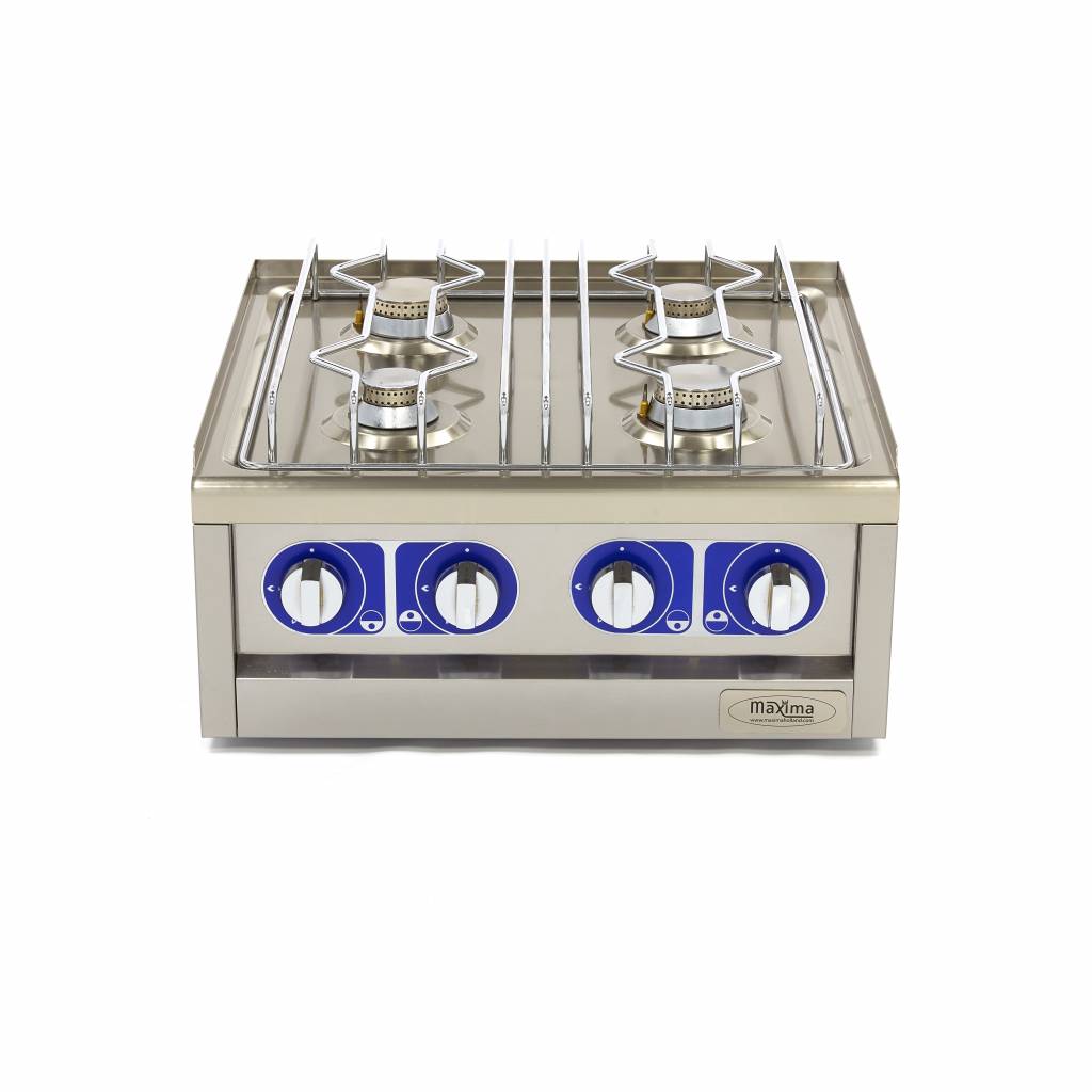 Maxima Commercial Grade Cooker - 4 branders - Dubbele eenheid - 60 cm diep - Gas - 09391520