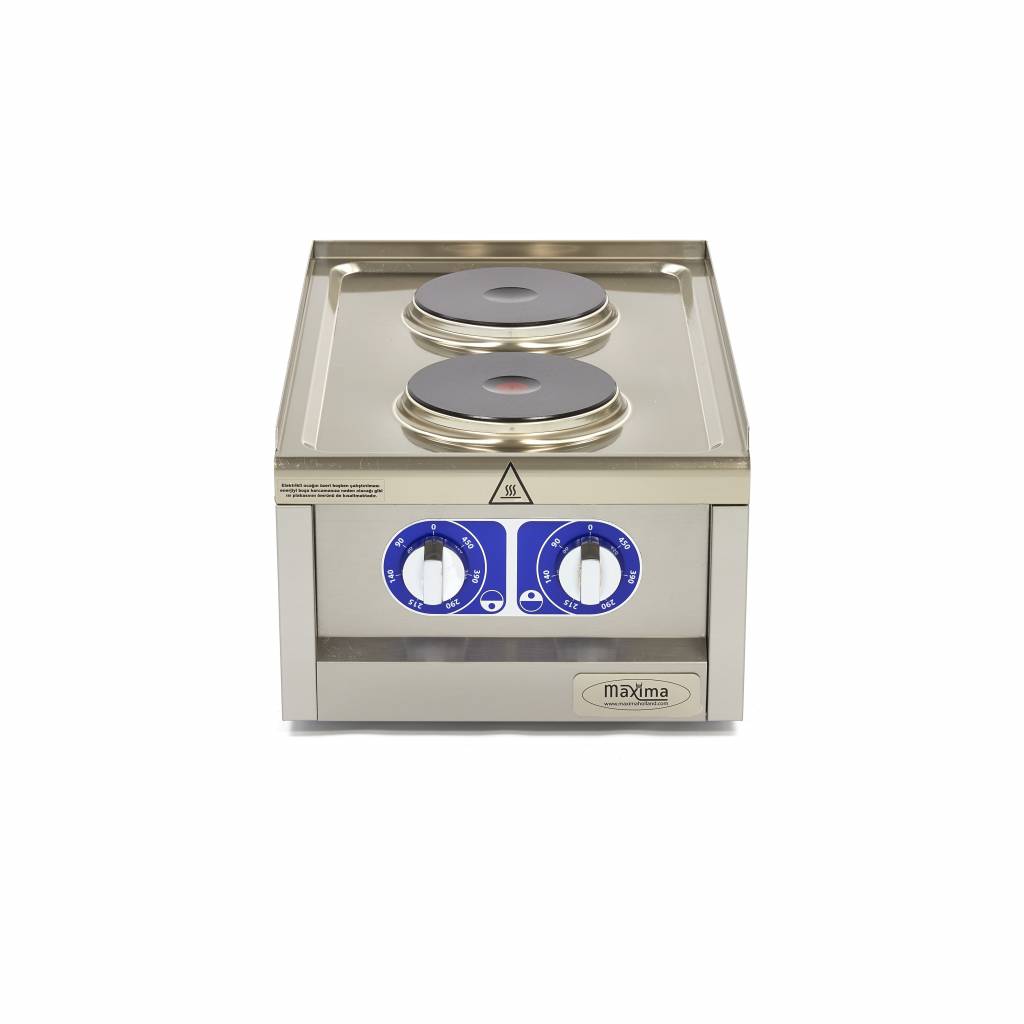 Maxima  Commercial Grade Cooker - 2 Burners - Single Unit - 60cm Deep - Electric  - 09391550