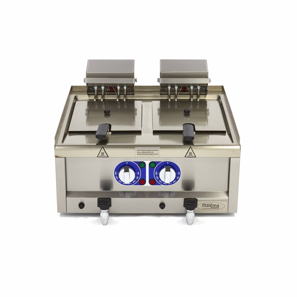 Maxima  Deep Fryer - 2 x 10L - 2 Baskets - with Drain Tap - 400V  - 09391650