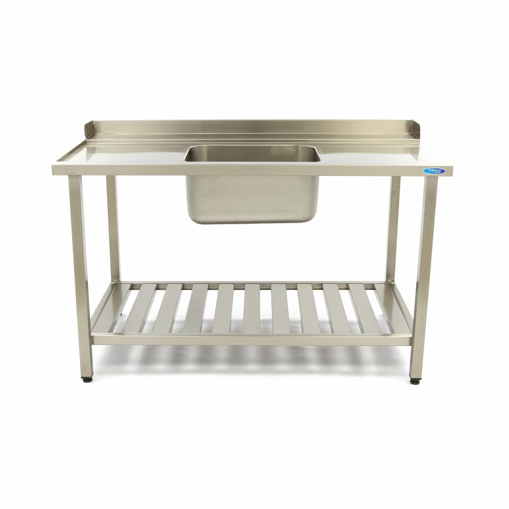 Maxima  Dishwasher Table - 140 x 75cm - Left - with Sink and Backsplash - incl Storage Shelf  - 09201039