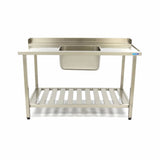 Maxima  Dishwasher Table - 140 x 75cm - Right - with Sink and Backsplash - incl Storage Shelf  - 09201040