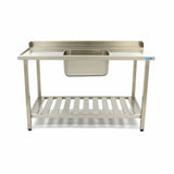 Maxima  Dishwasher Table - 160 x 75cm - Left - with Sink and Backsplash - incl Storage Shelf  - 09201035