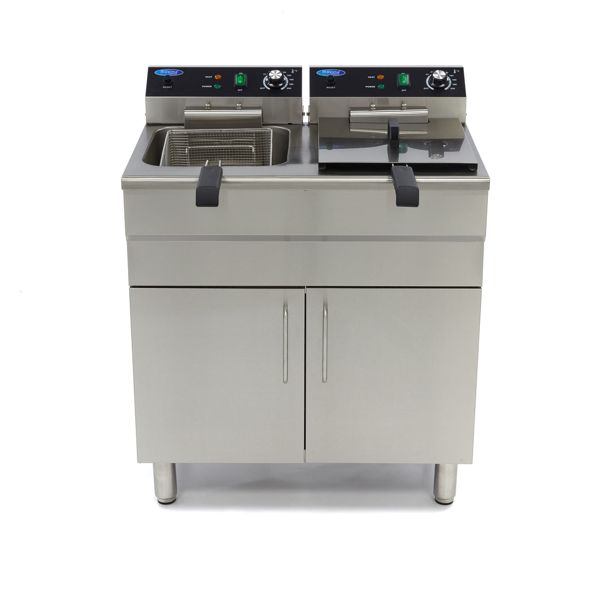 Maxima  Deep Fryer - 2 x 16L - 2 Baskets - with Drain Tap and Stand  - 09365156