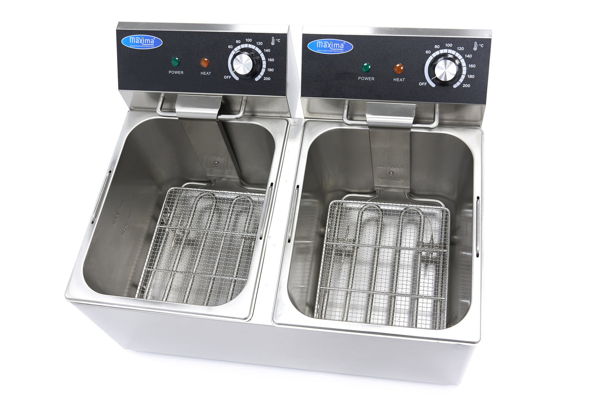 Maxima  Deep Fryer - 2 x 8L - 2 Baskets - up to 2,8kg of Fries  - 09365225