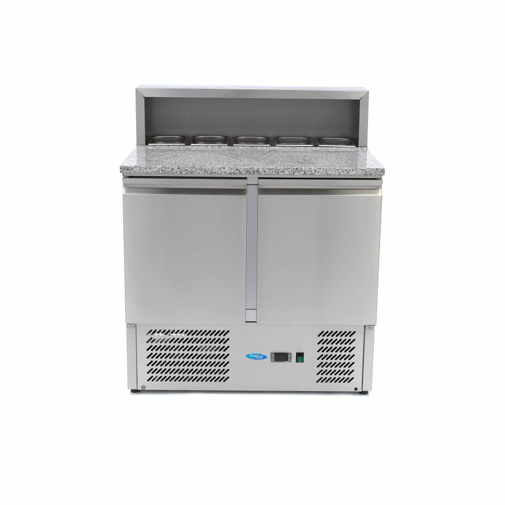 Maxima  Pizza Prep Fridge - 90cm - 2 Doors - Fits 5 x 1/6 GN - incl Stainless Steel Cover  - 09400200