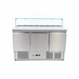 Maxima  Pizza Prep Fridge - 137cm - 3 Doors - Fits 8 x 1/6 GN - incl Glass Cover  - 09400208