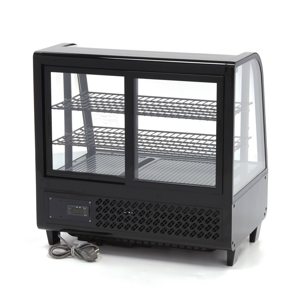 Maxima Kühlschrank-Vitrine – 100 l – 68 cm – Schwarz – Schiebetür hinten – 09400831