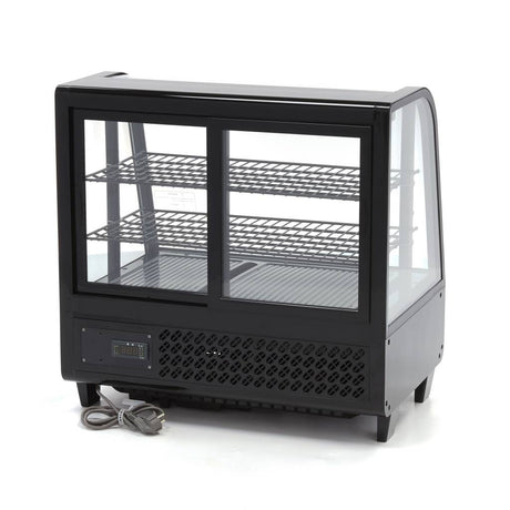 Maxima Kühlschrank-Vitrine – 100 l – 68 cm – Schwarz – Schiebetür hinten – 09400831