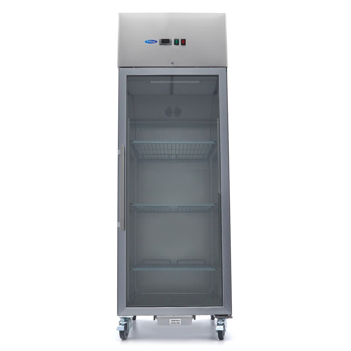 Maxima  Fridge - 600L - 3 Adjustable Shelves (2/1GN) - Stainless Steel - with Glass Door  - 09400001