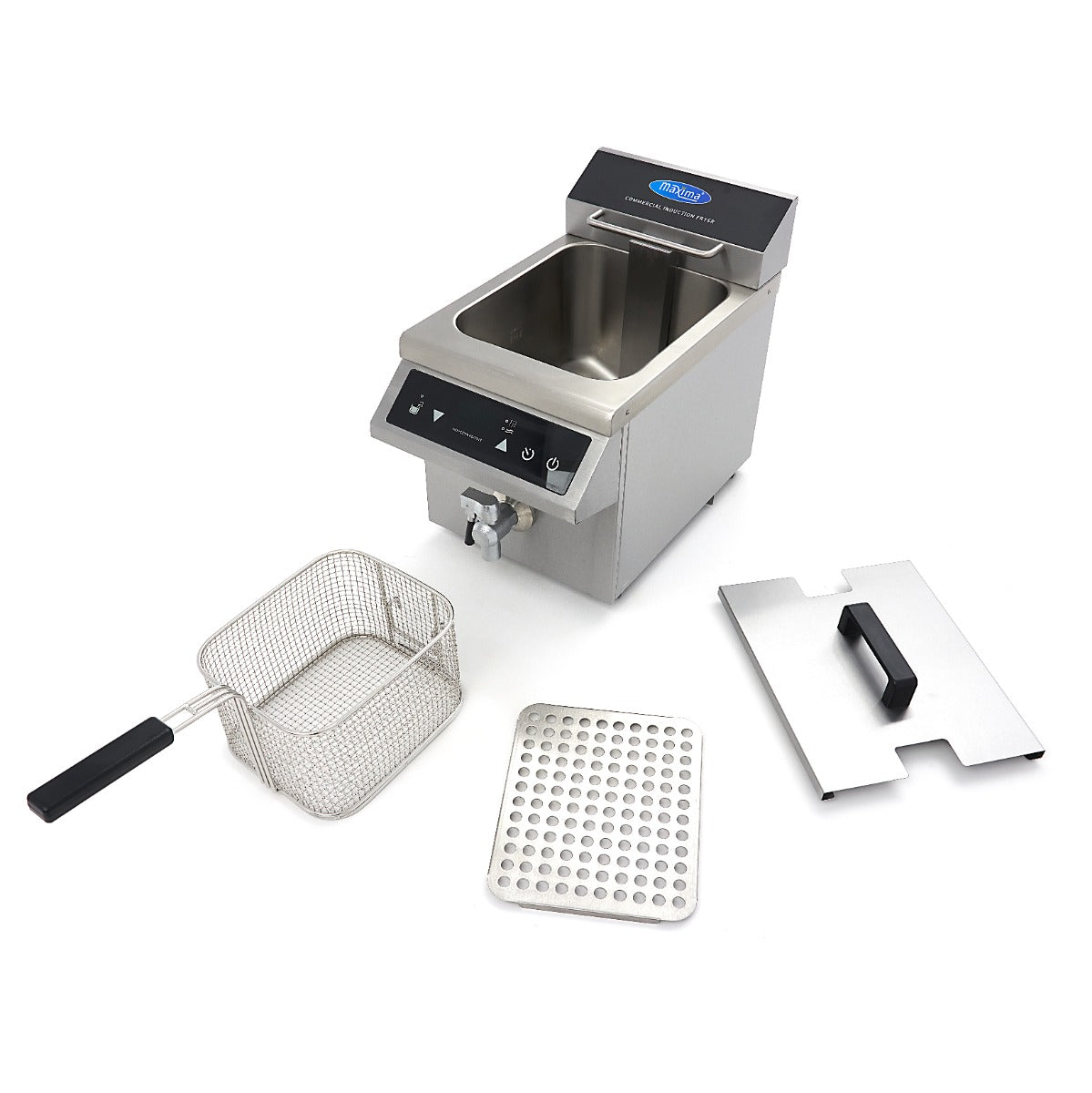 Maxima  Deep Fryer - 8L - 1 Basket - Induction - with Drain Tap  - 09371090