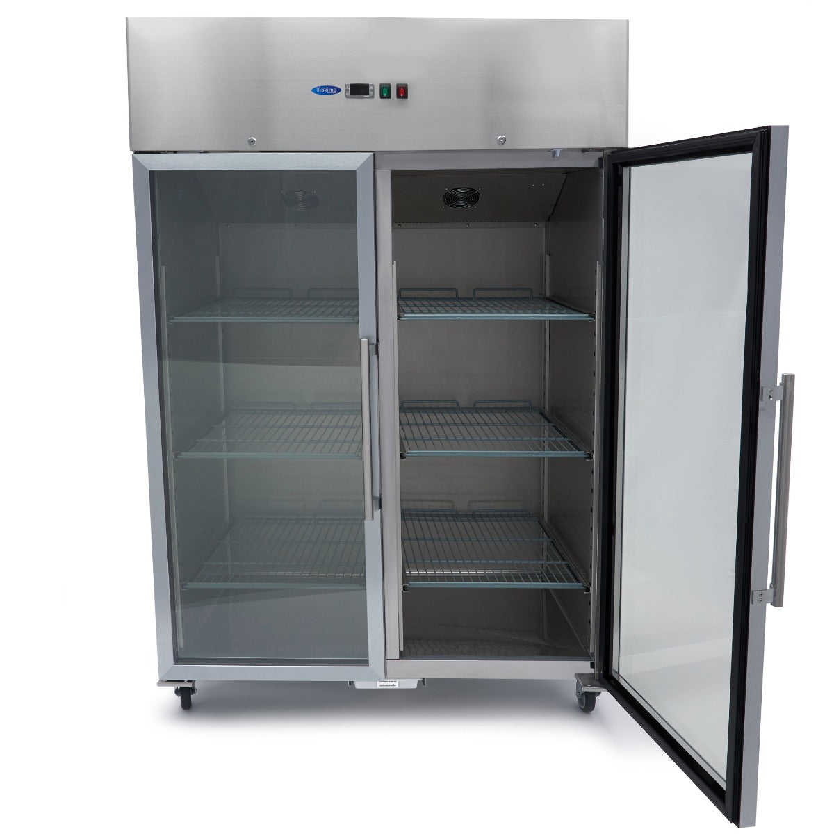 Maxima  Fridge - 1200L - 6 Adjustable Shelves (2/1GN) - Stainless Steel - with Glass Door  - 09400011