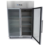 Maxima Gefrierschrank - 1200L - 6 verstellbare Ablagen (2/1GN) - Edelstahl - mit Glastür - 09400016