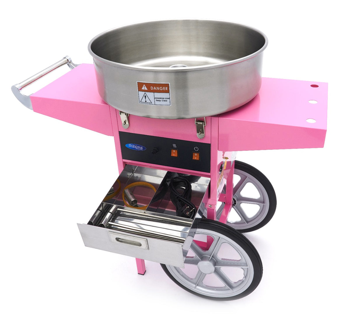 Maxima Suikerspinmachine – Ø 52cm – Roze – met kar - 09506002