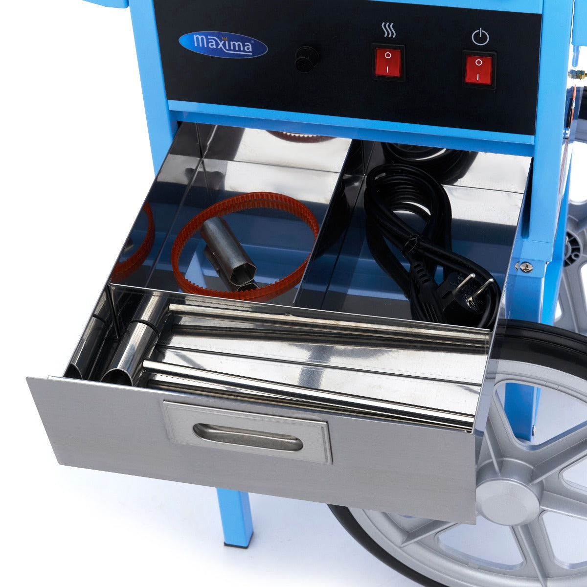 Maxima Zuckerwattemaschine – Ø 52cm – Blau – mit Wagen - 09506003