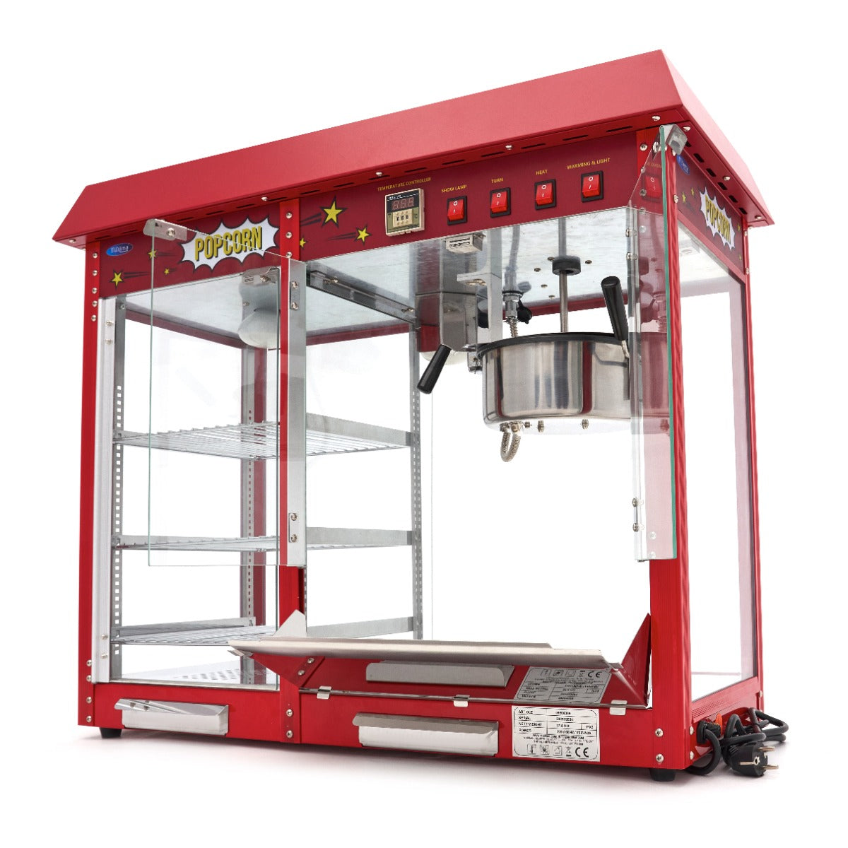 Maxima Popcornmachine – 150gr - met Warmhoudvitrine - 09506006