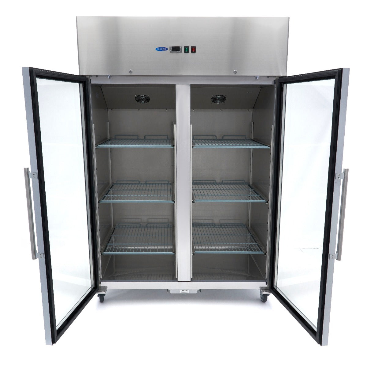 Maxima  Fridge - 1200L - 6 Adjustable Shelves (2/1GN) - Stainless Steel - with Glass Door  - 09400011