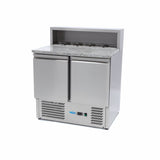 Maxima  Pizza Prep Fridge - 90cm - 2 Doors - Fits 5 x 1/6 GN - incl Stainless Steel Cover  - 09400200