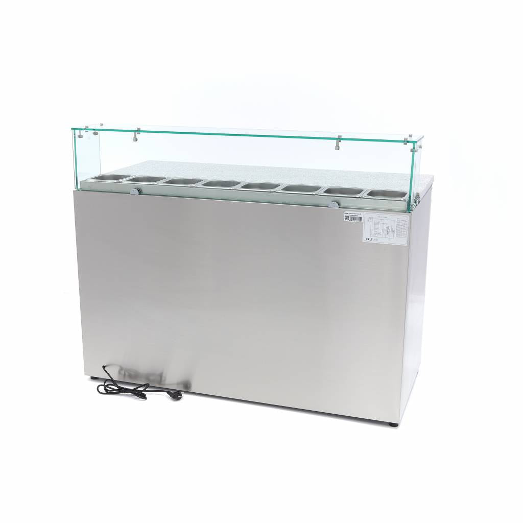 Maxima  Pizza Prep Fridge - 137cm - 3 Doors - Fits 8 x 1/6 GN - incl Glass Cover  - 09400208