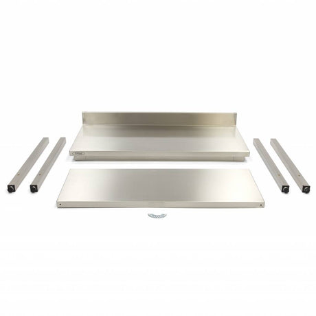 Maxima  Stainless Steel Table - 100 x 60cm - Adjustable Height - with Backsplash and Storage Shelf  - 09300980