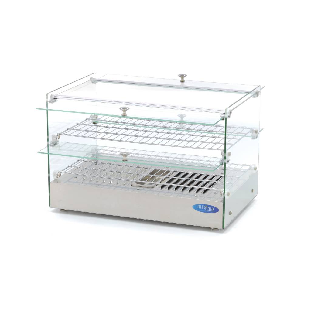 Maxima Beheizte Speisenvitrine - 50L - 55cm - 2 Regale - 09400780