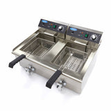 Maxima  Deep Fryer - 2 x 16L - 2 Baskets - with Drain Tap  - 09365011