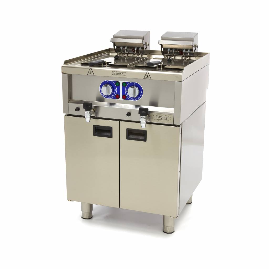 Maxima  Deep Fryer - 2 x 10L - 2 Baskets - with Drain Tap - 400V  - 09391650