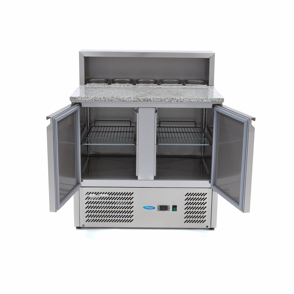 Maxima  Pizza Prep Fridge - 90cm - 2 Doors - Fits 5 x 1/6 GN - incl Stainless Steel Cover  - 09400200